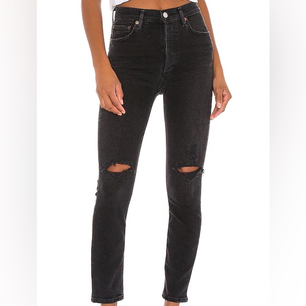 AGOLDE Nico high rise slim Cassette women's button fly size 30 black jeans